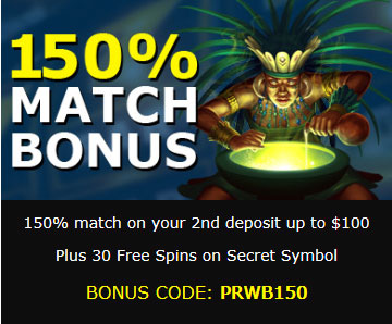 150% Match on your second deposit at Platinum Reels